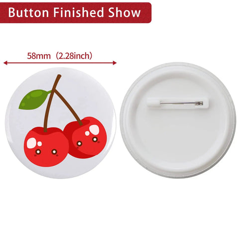 Fresh 200 Set Of 58Mm Button Maker Supplies With Top Shelf Steel Dies And Blank Badge Papers For Anyone Who Wants Sick Custom Pins And Hype Crafts, featuring 58mm cherry design button.