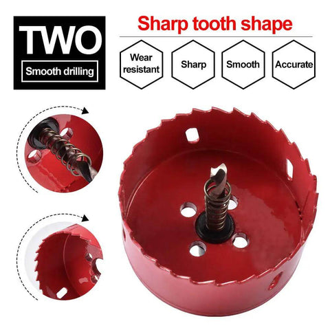 Bi Metal Hole Saw Set M42 HSS Ten Diameters 75mm Through 120mm with sharp tooth shape and smooth drilling guide