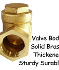 Brass 1/2-inch horizontal swing check valve, female threaded inlet, solid brass body