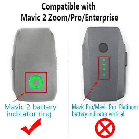 Mavic 2 Pro And Mavic 2 Zoom 6 In 1 LCD Display Charger For DJI Drone Batteries And Remote showing compatible battery types