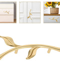 Ergonomic Metal Cabinet Handles And Drawer Pulls For Cabinets, Wardrobes, Closets And Dressers, leaf design, gold finish