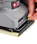 Close-up of Palm Sander 1 Quarter Sheet 380 With 2.0 Amp Motor being adjusted for quick home prep and finishing.