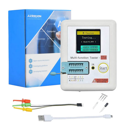 Upgraded LCR Meter Transistor Tester T7 TC T7 H With Graphical LCD ESR Tester Readout package with cables and components