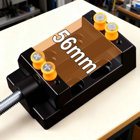 Knockout Mini Bench Clamp With Hella Grippy Superior Aluminum Alloy Vise showing 56mm measurement for precise tasks.