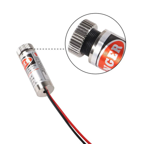 5 Pack 650nm 5mW Red Laser Tube Heads With Adjustable Focus For Sight Positioning And Telescopes Includes 3 To 5V Power, close-up with lead wires