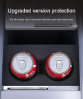 Slick White Silicone Cup Holder Tray For Tesla Model Y 2025 Center Console holds two cans securely in the dashboard organizer.
