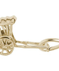 Solid 14K Yellow Gold Rickshaw Charm Pendant showcasing detailed street cart design with polished finish.