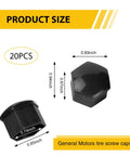20 Pack Wheel Lug Nut Covers 19mm Hex Dust Caps With Removal Clip Durable Polypropylene Exterior Protection Black size details
