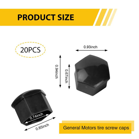 20 Pack Wheel Lug Nut Covers 19mm Hex Dust Caps With Removal Clip Durable Polypropylene Exterior Protection Black size details