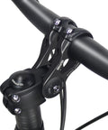 Close-up of Adjustable 31.8mm MTB Bike Stem, 70 Degree Range Riser, 90mm Aluminum Alloy, raising handlebar for comfort