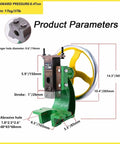 0.4 Ton Cast Iron Arbor Press Nuts Down Any Job with Ease Oversized Handwheel with detailed product parameters visual.
