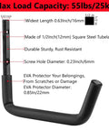 8 Pack Heavy Duty Wall Mounted Ladder Hooks With 12 Inch Jumbo Arm details, square steel with EVA protector, max load 55lbs