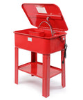 Heavy Duty 20 Gallon Portable Cabinet Parts Washer With Electric Solvent Pump, red, durable steel, ideal for mechanics.