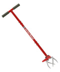 Claw Pro Garden Tiller And Cultivator Tool With Twist Action Soil Loosener, ergonomic handle, red body, adjustable carbon steel tines