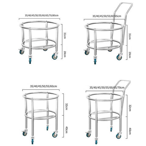 Heavy Duty Steel Drum Dolly Cart For Moving Industrial Barrels Kitchen Soup Pots And Milk Buckets Adjustable Height Roller Rack with varied heights.