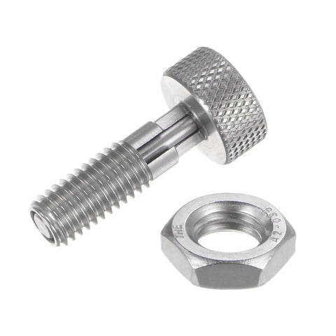 Heavy Duty M8 Spring Plunger With Knurled Handle 4mm Pin Stainless Steel Non Locking Retractable Release Pin Smooth Action displayed with nut.