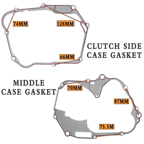 Clutch and middle case gaskets from Gasket Kit for 110cc Chinese ATV Dirt Bike Go Kart Quad 52.4mm Bore Head With 48.5mm Fit