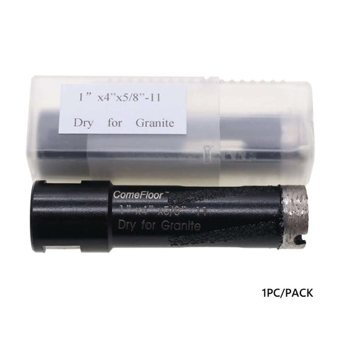 ComeFloor diamond core drill bit for granite, 1 in diameter x 4 in length, 5/8-11 thread, dry drilling