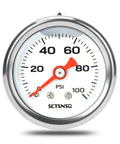 SCTSNSR fuel pressure gauge, 1.5-inch dial, 0-100 PSI, stainless steel case, front view