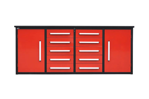 Heavy-Duty Welded Steel Tool Cabinet and Workbench, 10 Locking Drawers with Grippy Liners, 2 Closed Storage Cupboards, Badass Shop Setup to Keep Your Tools Locked Down and Gear Squared Away