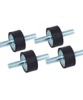 Four rubber dampers with threaded metal studs, Rubber Mount Anti Vibration Isolator Kit, Metal Bonded Threaded Dampers For Air Compressors, Engines, Pumps And Welding Equipment, Shock Absorption And Noise Reduction, 4 Pack