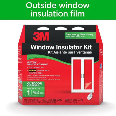 Premium Outdoor Patio Door Insulation Wrap For Large Windows And Sliding Doors Clear Plastic Film Weather Blocker Stops Frost Quick Install Covers Six Eight By Nine Bites Cold Blasts Hard Saves Green On Bills, 3M Window Insulator Kit.