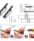15 Pack Matte Black Stainless Steel Cabinet Pulls 7.38 Inch Length For Kitchen Cupboard Handles With 5 Inch Center To Center Spacing Easy Install
