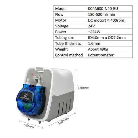 Heavy Duty 24V Peristaltic Pump With Automatic Control For Precise Fluid Transfer. Features Adjustable Flow Rate Up To 520ml Min And Durable PP Gear Connectors. Compact Design Easy Tubing Replacement Perfect For Lab And Industrial Applications