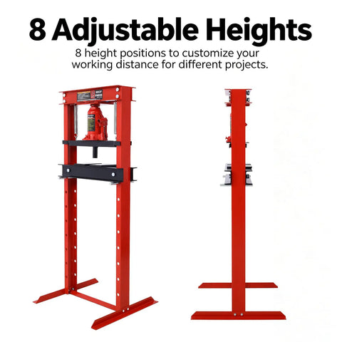 Pro Level 12 Ton Hydraulic Shop Press With Sturdy H Frame And Reinforced Base Plates Designed For Cramped Garages Zero Sweat Wheel Bearing Press Tasks For Any Local Mechanic Shop Out There