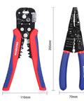 8 Inch Self-Adjusting Wire Stripper Set 3-In-1 Tool For Stripping Cutting And Crimping, red and blue handle, metal jaw