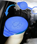 Blue Leak Proof Windshield Washer Fluid Reservoir Cap Replacement For Ford Focus 2012 2013 2014 2015 2016 2017 2018 Wiper Fluid Tank Bottle Cap Durable PE Material Easy Install CP9Z17A605A Compatible, installed view