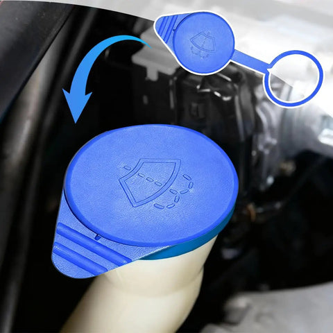 Blue Leak Proof Windshield Washer Fluid Reservoir Cap Replacement For Ford Focus 2012 2013 2014 2015 2016 2017 2018 Wiper Fluid Tank Bottle Cap Durable PE Material Easy Install CP9Z17A605A Compatible, installed view