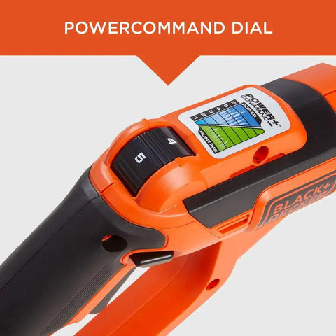 Close-up of power command dial on 40V Max String Trimmer And Lawn Edger With 13 Inch Cutting Swath And Far Reach For Easy Edging And Weed Removal Battery And Charger Not Included Lightweight Power Tool For Quick Yard Cleanup.