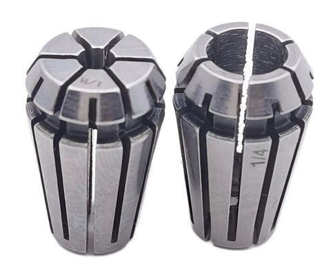 Router Collet Set For CNC Milling And Engraving ER11 Size with one eighth inch and one quarter inch collets, 65Mn spring steel