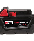 Heavy Duty M18 Xc 4.0 Ah Power Tool Battery With Integrated Worklight in black and red, designed for long-lasting performance.