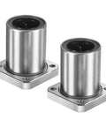 Top Tier LMK30UU Linear Ball Bearings 30MM Bore 45MM OD 2 Pack Flange Bushing with double rubber seals on metal base.