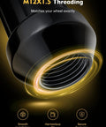 Close-up of black M12x1.5 threaded lug nut showing smooth installation for 24 Pcs M12x1.5 Lug Nuts 60 Degree Conical Seat Bulge Closed End