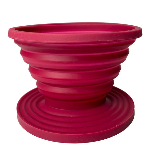 Red Grab-And-Go Collapsible Pour Over Coffee Dripper For Camping, Portable Silicone Filter Holder, Reusable and Foldable