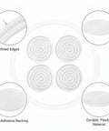 Clear Silicone Chair Leg Protectors With Self Adhesive Pads For Easy Tool Free Install On Hardwood And Tile Floors, Low Profile Furniture Glides Set Of 4, Easy No Fuss Scratch Prevention For Sofas, Tables, And Desks with refined edges and adhesive backing details