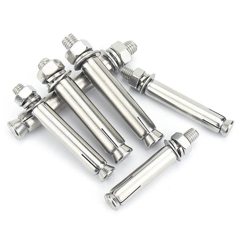 8 Piece M6x50mm External Hex Expansion Bolts 304 Stainless Steel With Nuts And Washers For Concrete Sleeve Anchors Pool Safety Cover Anchoring