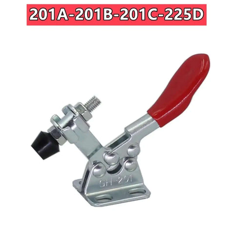 Heavy Duty Toggle Clamp with red handle, part of 8-Piece Heavy Duty Toggle Clamp Kit with Horizontal Quick Release Locking Tool