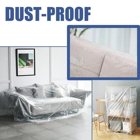 35 Pieces Plastic Drop Cloth Set waterproof dust proof mess free for painting projects 9x12 feet tarp cover on sofa and furniture
