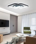 Ultra Sleek Modern Led Ceiling Light Fixture Black Square Flush Mount 20 Inch 48W 6000K Cool White Brightness in living room