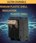 40 Amp Two Pole Molded Case Circuit Breaker Plug In Type Three Quarter Inch Thermal Magnetic Protection 10K A at 120 and 240 Volt OEM Compatible Load Centers Easy Install Genuine OEM Ten Year Warranty with lightning background