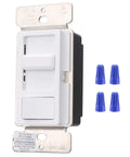 Plug And Play Easy Install Dimmer Switch For LED And CFL Bulbs Plus Traditional Incandescent And Halogen 120V 150W Dimmable 600W Max No Neutral Wire Needed UL Listed White with wire nuts.