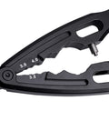 Close-up of Pro Grade Aluminum Alloy RC Shock Clamp Pliers Multi Tool showing markings for 3mm, 3.5mm, and 4mm shock shafts.
