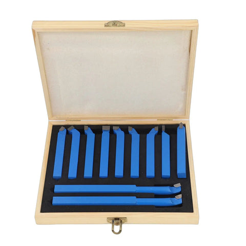 Rock Solid 11 Piece Lathe Tool Set With Carbide Tips For High Performance Machining and Precision Cuts Made From Tough Carbon Steel.