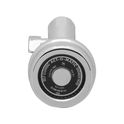 Front view of Act Omatic Pro Grade Volume Control Showerhead With Fingertip Control And Thumb Screw, Self Cleaning Spray Disc, Polished Chrome