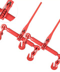 Heavy Duty Ratchet Load Binders With Grab And Slip Hooks Five Sixteenths To Three Eighths Inch For Cargo Flatbed Trailers Two Pack Red