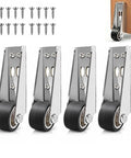 4 Pack Vertical Track Roller Wheels Heavy Duty Rubber Swivel Casters For Barn Sliding Door Replacement with steel brackets and screws.